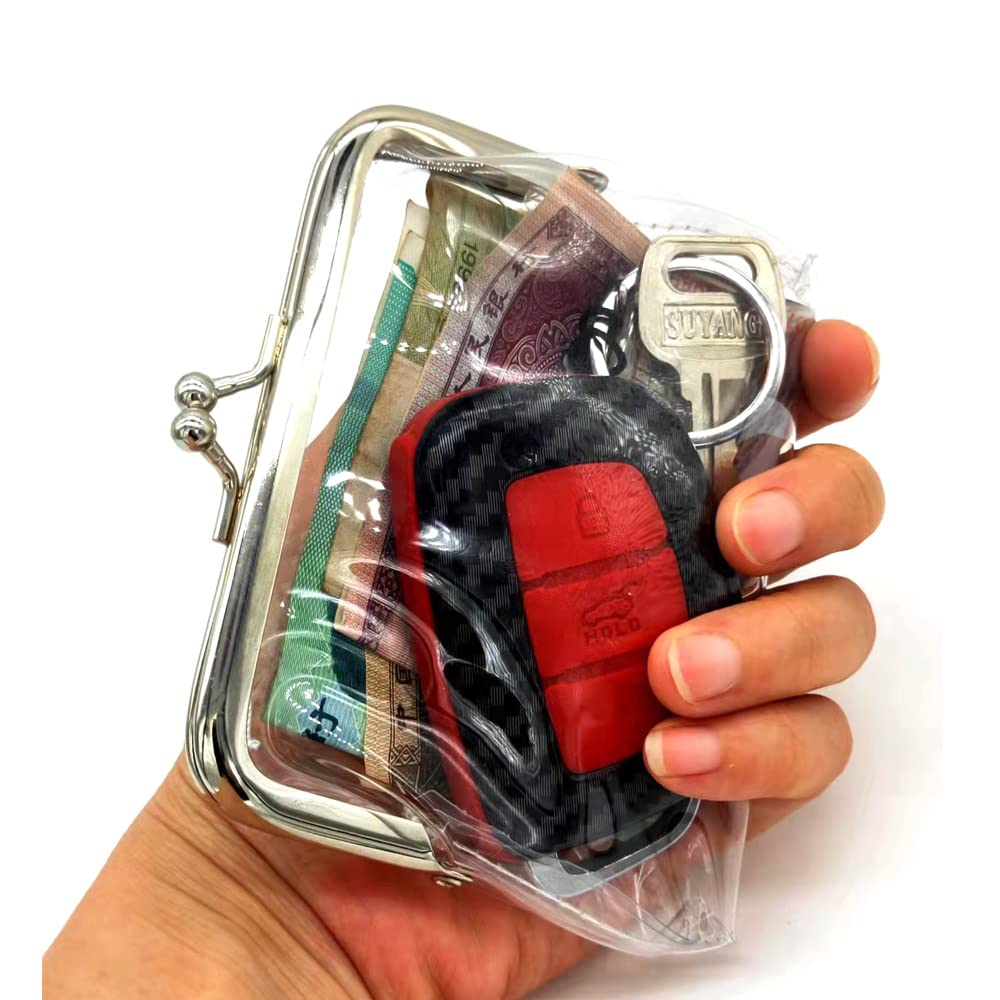 3 Pieces Clear Coin Purse，Transparent Change Purse，Jelly Wallets ，PVC Kiss-Lock Clear Wallet for Wome (white)