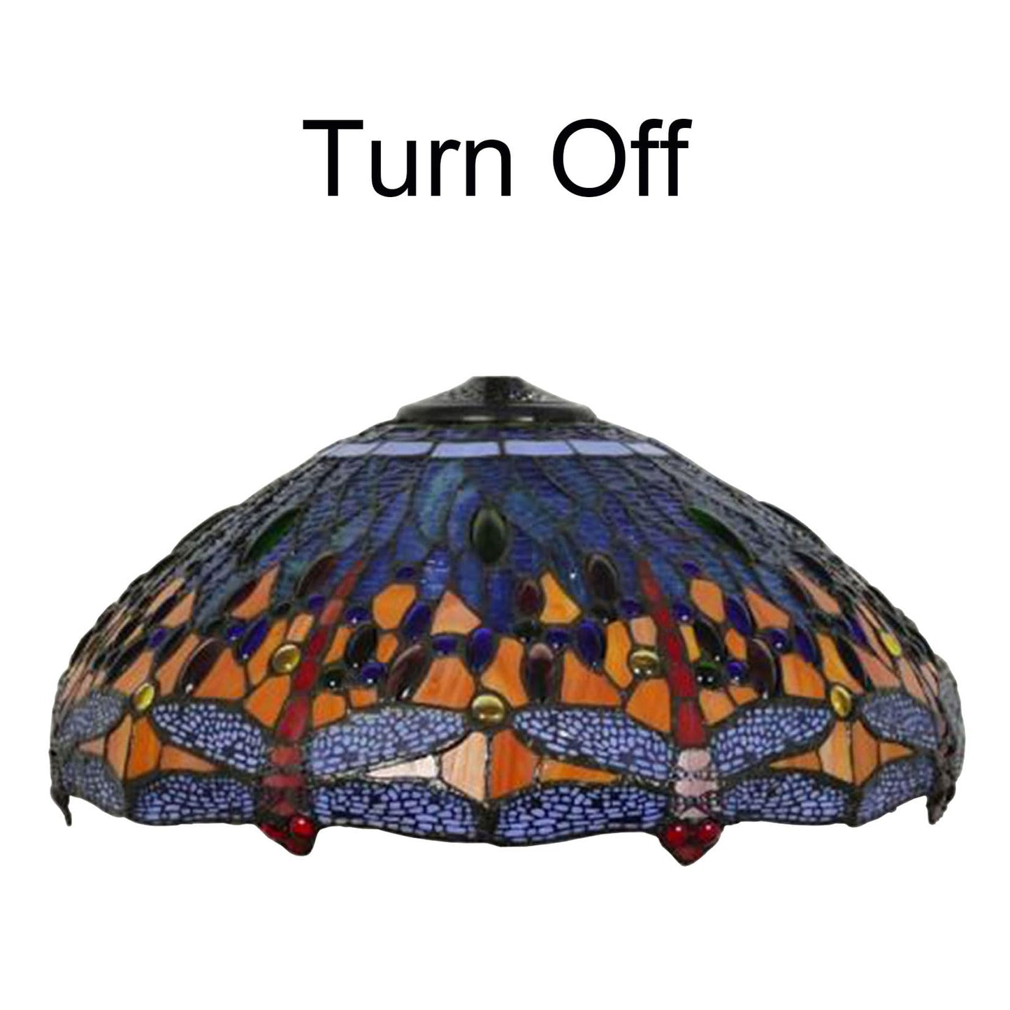 Errzom Dragonfly Lampshades Christmas Home Decor Green Blue Orange Lamp Shade Replacement Only 18 Inch Tiffany Style Stained Glass Table Lamp Pendant Light Floor Lamps Lampshade,Blue