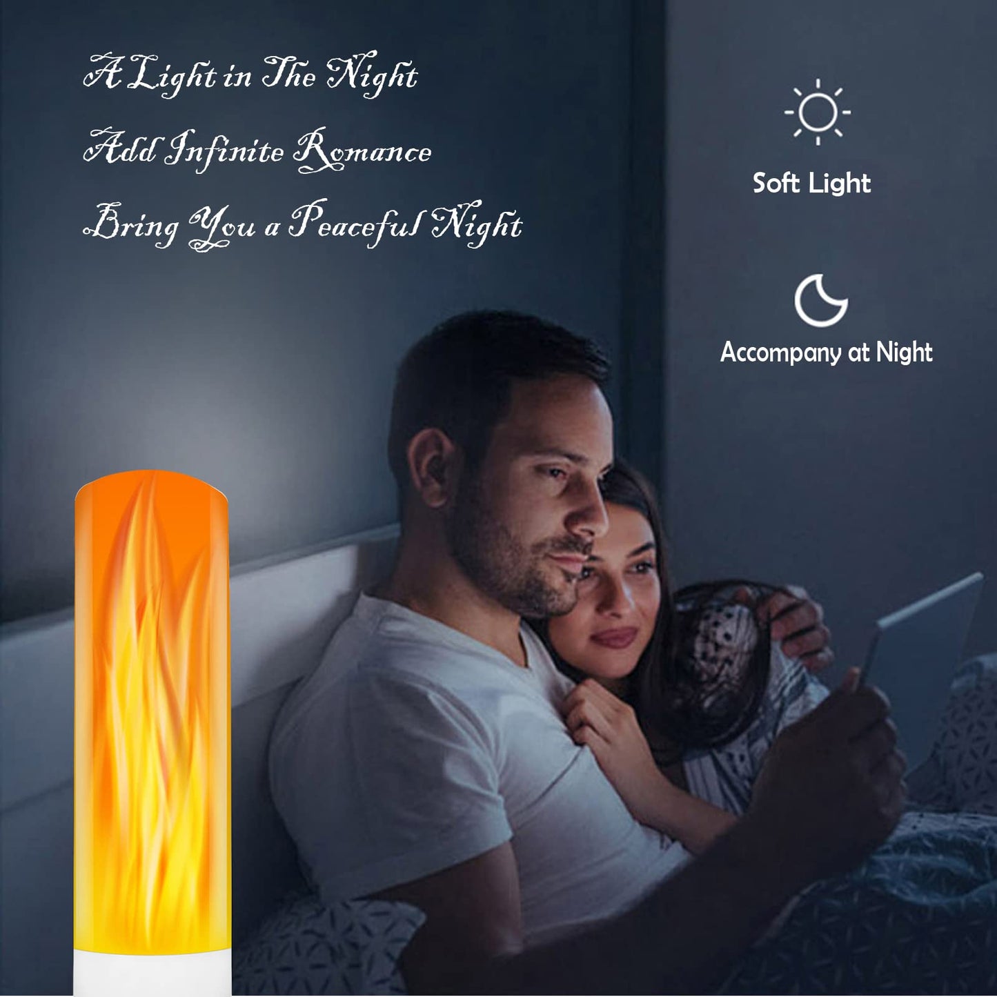 DASITON USB LED Flame Effect Light USB Flame Candle Bulb Flameless Tea Lights Candles Flickering Bright Tealights for Indoor Outdoor Home Party Decor (3 Pack)