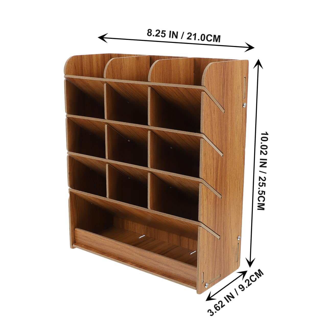 Ciieeo Multi-Grid Wooden Pen Holder Storage Box 10.03X8.26X3.62 Inch Desk Organizer Office Pencil Case Stationery Storage for Home and Office