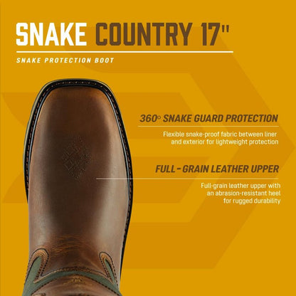 LaCrosse 17-Inch Snake Boots for Men - 360-Degree Flexible Guard Snake Proof Boots - Prairie Outsole Traction Hunting Footwear for Men - Olive - 11