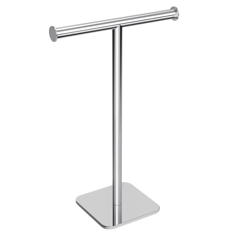 RUACQ Hand Towel Stand, 16" T-Shape Hand Towel Holder Stand for Bathroom, Kitchen and Countertop Towel Holder 304 Stainless Steel Hand Towel Rack with Weighted Base (Chrome)