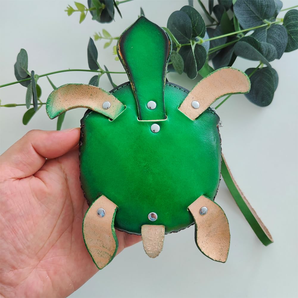 Yzikema 1 Pcs Leather Zipper Coin Purse Turtle Shaped Wallet, Wrist Bag,Coin Organizer, Change Holder,Card Case, Mini Leather Zipper Storage Bag for Women
