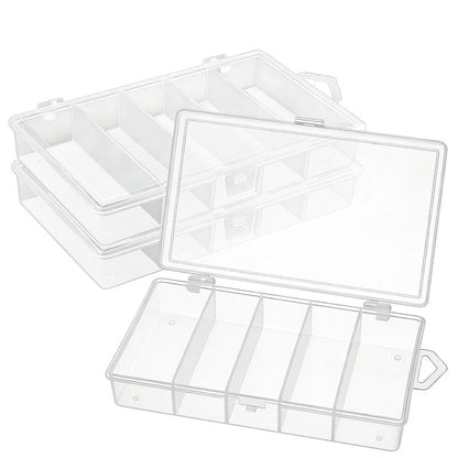 3 Pack 5-Grid Clear Plastic Fishing Tackle Accessory Box Fishing Tackle Storage Fishing Lure Bait Hooks Storage Box, 7x4.3x1.2inch