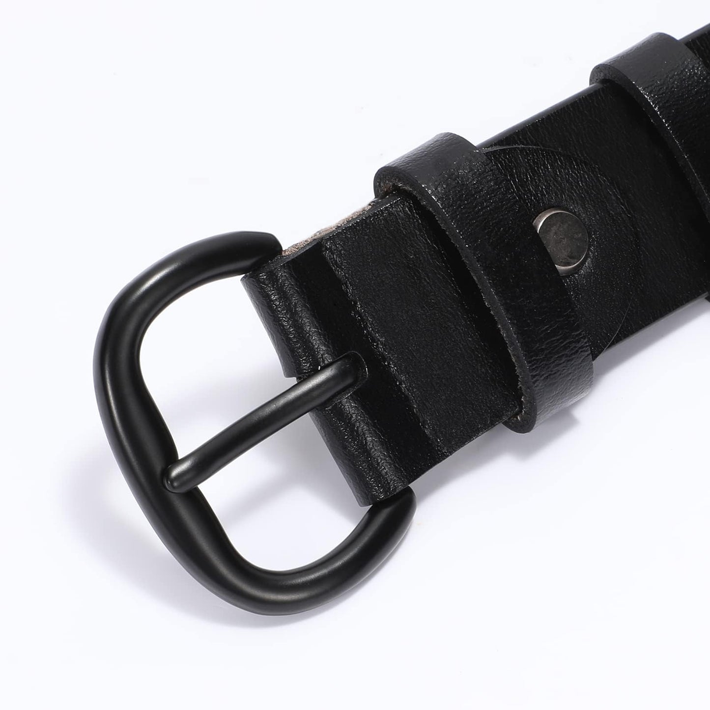 WHIPPY Women Leather Belt for Jeans Pants Dresses Black Ladies Waist Belt with Pin Buckle, Black, S