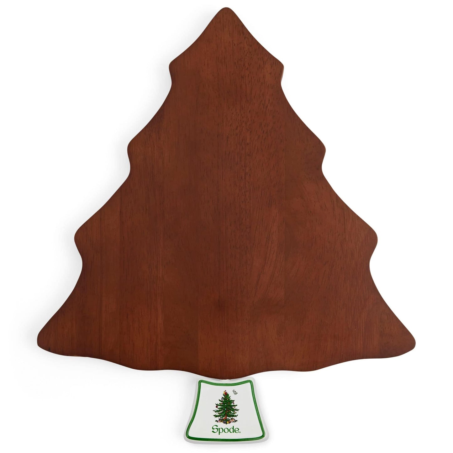 Spode Christmas Tree Cheese Board & Spreader Set (2-Piece) – 13" Acacia Wood Cheese Serving Board with Handled Spreader – Festive Serveware for Holiday Entertaining, Charcuterie & Appetizers