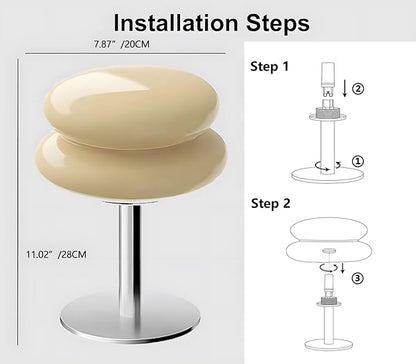 Mushroom Lamp for Bedroom,Mid Century Modern Lamp for Nightstand, Dimmable Retro Egg Tart Bedside Small Lamps,Unique Home Mushroom Decor Aesthetic Cute Table Lamps for Living Room(White)
