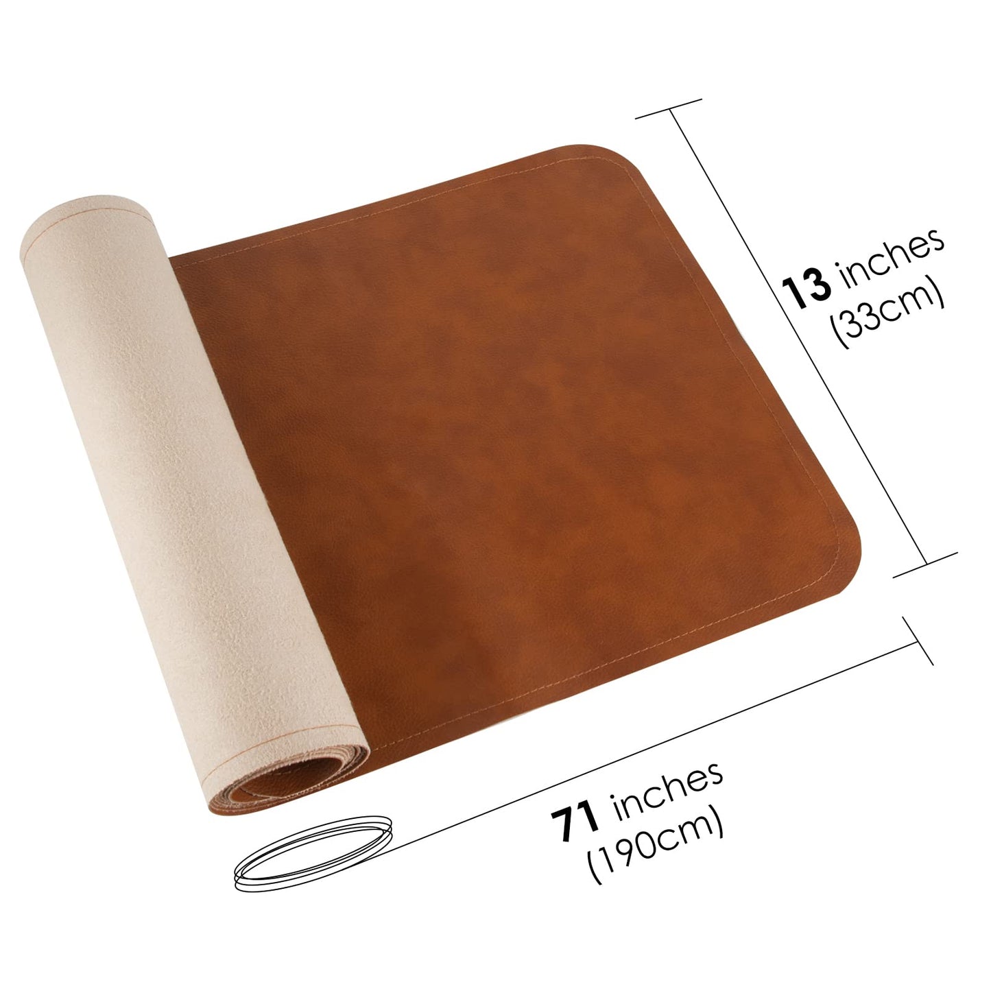Linkidea Vegan Leather Table Runner, 71 x 13 Inches Heat Insulation, Waterproof, Faux Leather Table Mat, Great for Daily Use, Holidays and Catering Events, Easy to Clean (Brown), LI4504