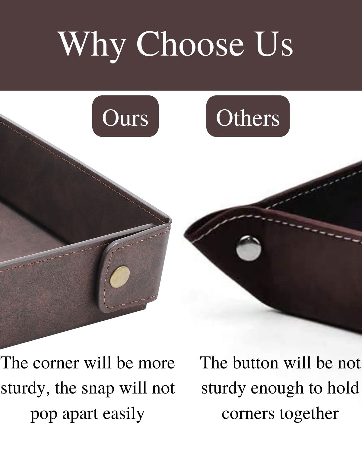 CASIRENA Faux Leather Valet Tray Organizer for Men - Catch-All Tray for Entryway Table Key, Wallet, Watch, Coin Change, Phone, Dresser EDC Dump Jewelry, Bedside Nightstand Desk-top