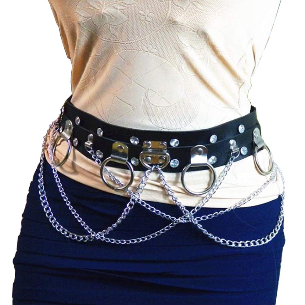 Sexy Leather Gothic Punk Waist Belt Women's Body Chain Belt Adjustable