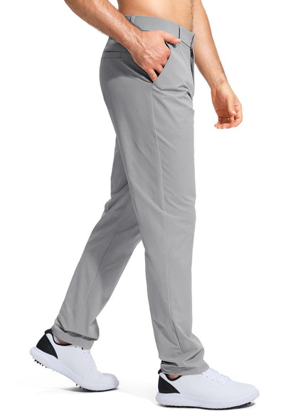 Pudolla Men's Golf Pants Work Dress Comfy Pants Casual Slacks Trousers with Pockets(Light Grey 42Wx32L)