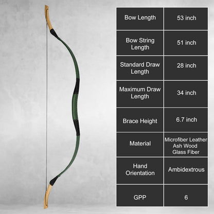 AF Archery 53" Fiberglass Recurve Bow Traditional Horse Bow (40LBS)