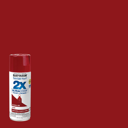 Rust-Oleum 334030-6PK Painter's Touch 2X Ultra Cover Spray Paint, 12 oz, Gloss Colonial Red, 6 Pack