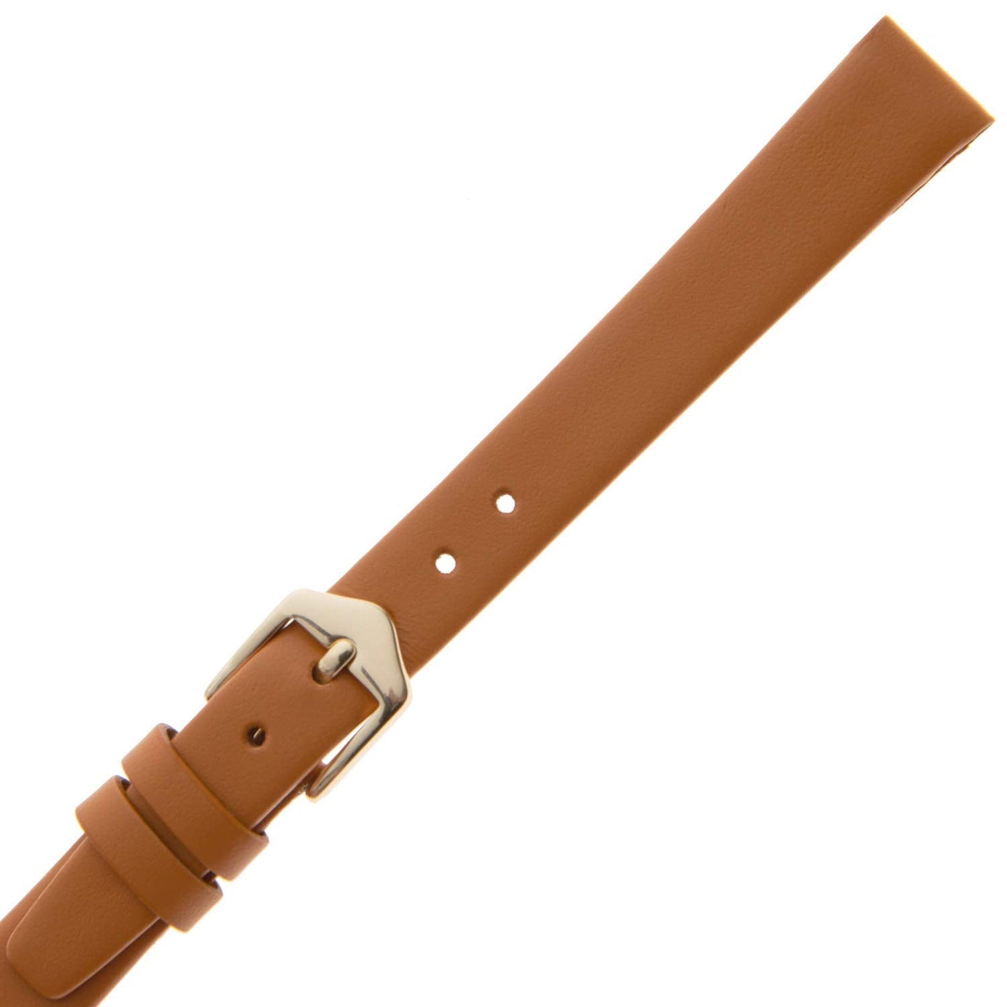 Gilden Ladies 10-14mm Classic Calfskin Fashion Color Flat Leather Watch Band F60-0312 (12mm, Standard, Tan, Gold-Tone Buckle)