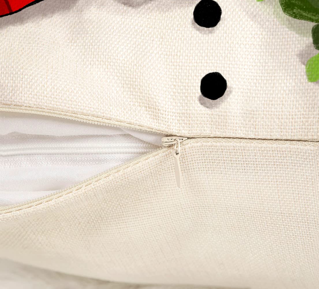 Red Christmas Pillow Covers 18x18 Set of 4 - Farmhouse Decorations With Snowman, Wreath, Santa Claus, Tree - Merry Christmas Holly Jolly Winter Holiday Decor Throw Cushion Case for Home Couch S22C17