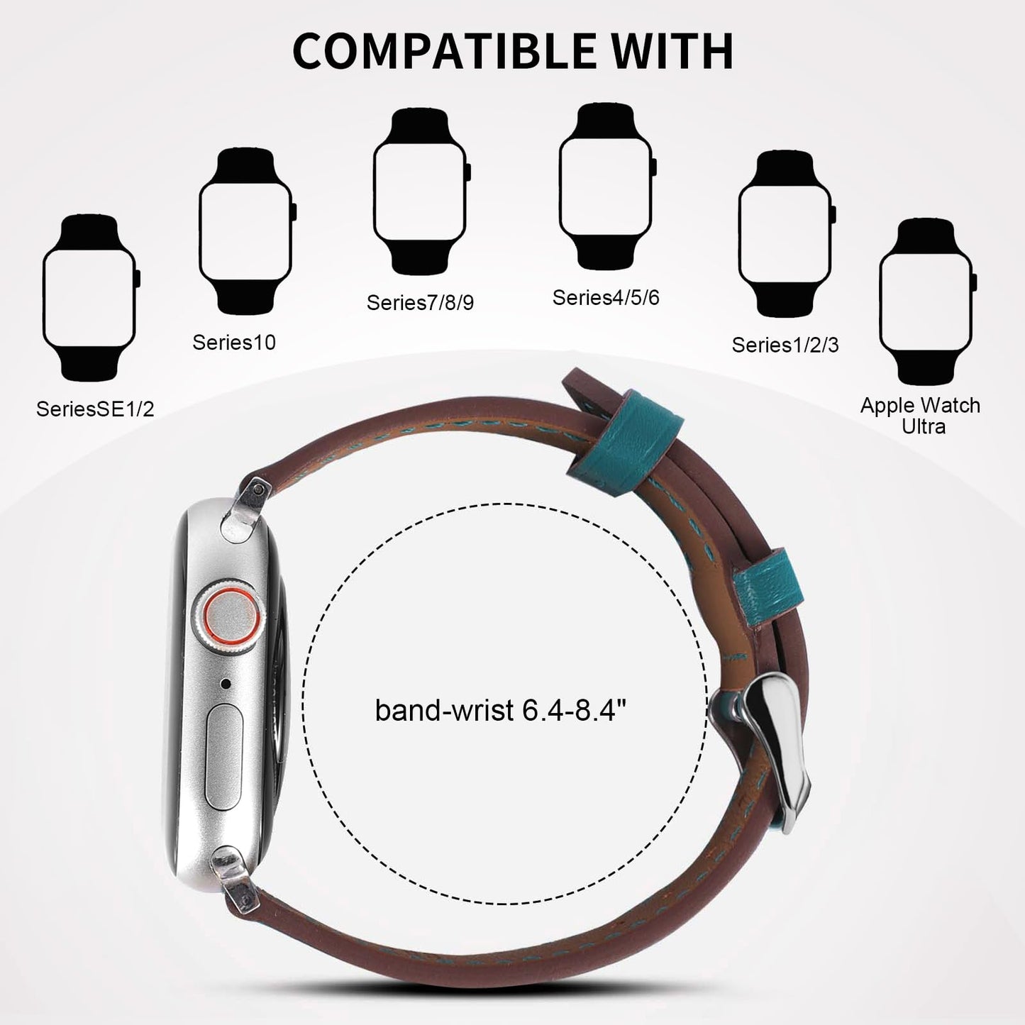 Italy Genuine Leather Bands Women Men Compatible with Apple Watch 38mm 41mm 40mm 42mm 44mm 45mm 46mm 49mm, iWatch Straps Smartwatch Replacement Band for Ultra SE 3/2/1 Series 11 10 9 8 7 6 5 4 3 2 1