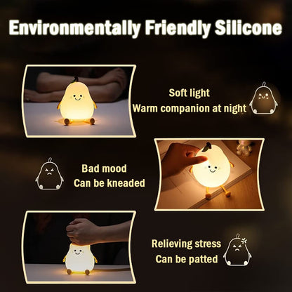 LEDHOLYT Night Light for Kids, Cute Silicone Nursery Pear Lamp for Baby and Toddler,Fruit NightLight for Boys and Girls,Squishy Night Lamp for Bedroom,Kawaii Bedside Lamp for Kids Room (Pear)