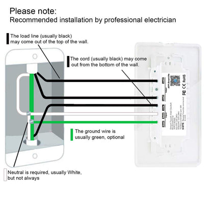 Smart Light Switch, WiFi Smart Double Switch Button, Compatible with Alexa and Google Home, Remote Control with Timing Funtion, No Hub Required,Smart Life APP Provides Control from Anywhere