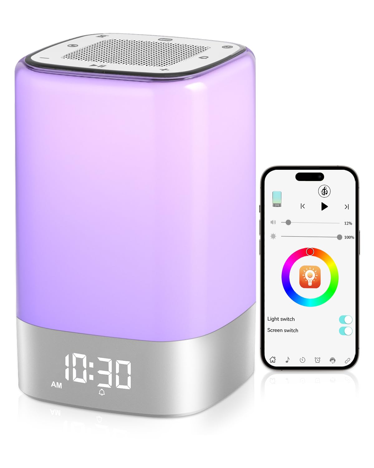 Sound Machine White Noise Machine with 32 Soothing Sounds, Bluetooth Speaker Alarm Clocks for Bedrooms with Wake up Light, Night Light for Kids, App Control Birthday Gifts for Teenage Girls Boys Women
