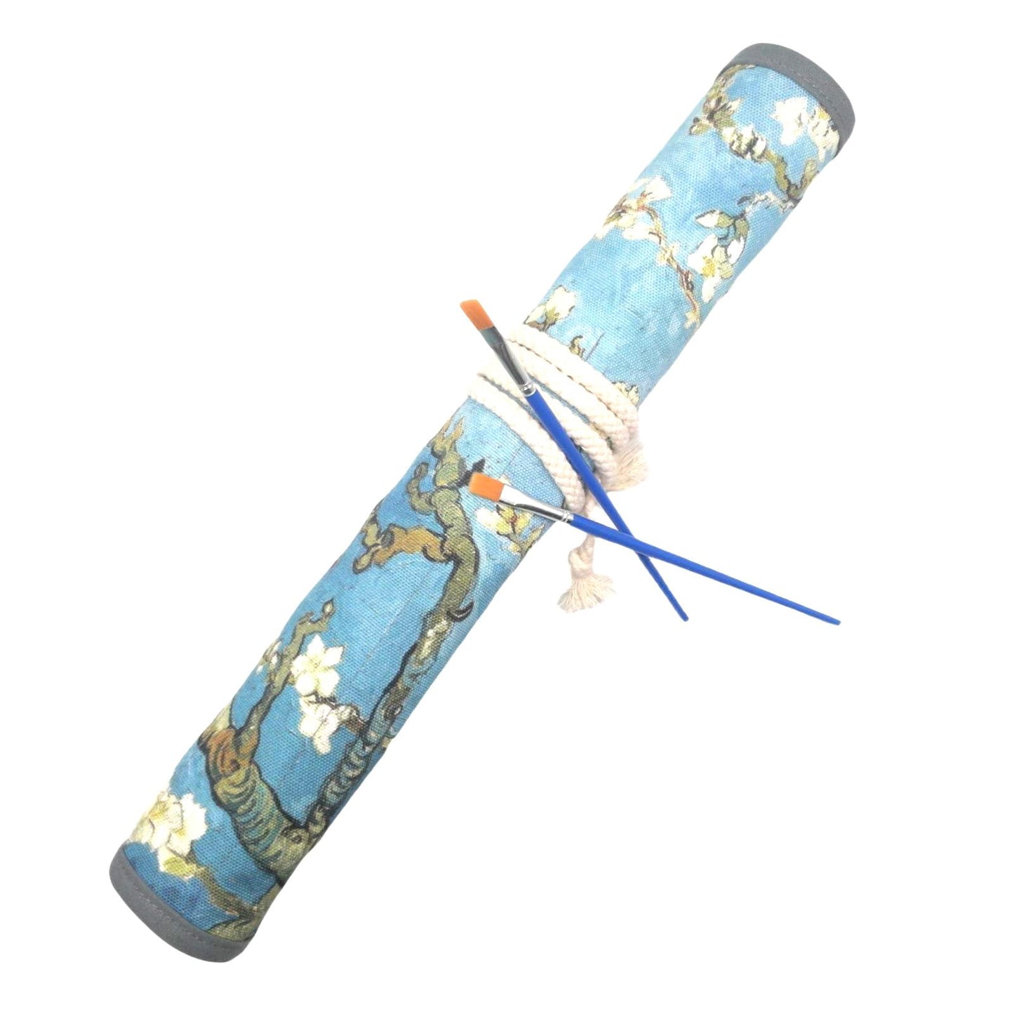 Funny live Paint Brush Holder Art Supplies, Artist Paint Brush & Storage Organizer Roll-Up Case Bag, Protect Acrylic Oil Watercolor Paintbrushes (Almond Blossom 20 Slot Pockets)