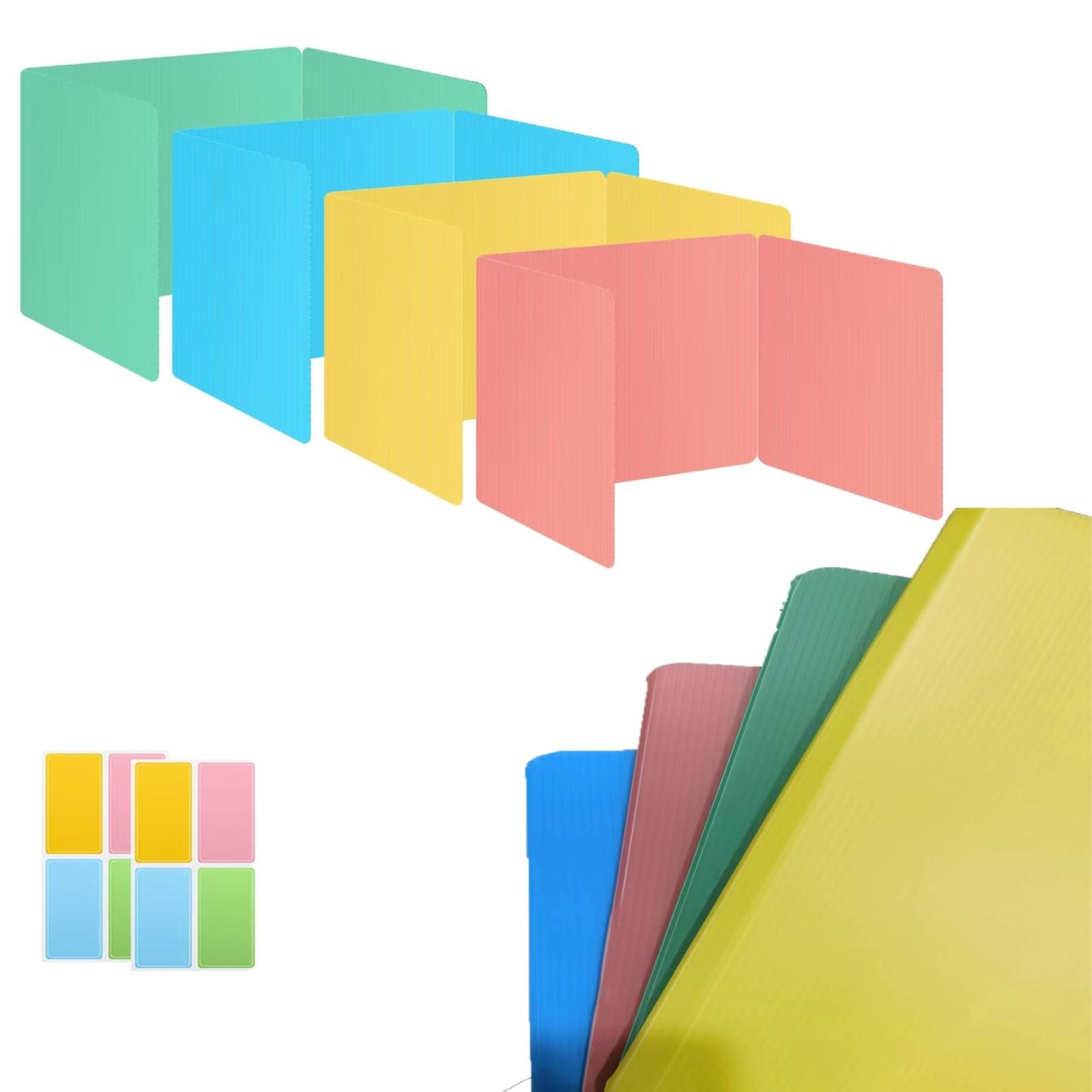 24 Pack Desk Privacy Panel Desk Divider - Pastel Colorful Testing Dividers for Classroom Supplies- Easy Clean Privacy Shields for Student Testing Desk dividers- Includes Extra Labels