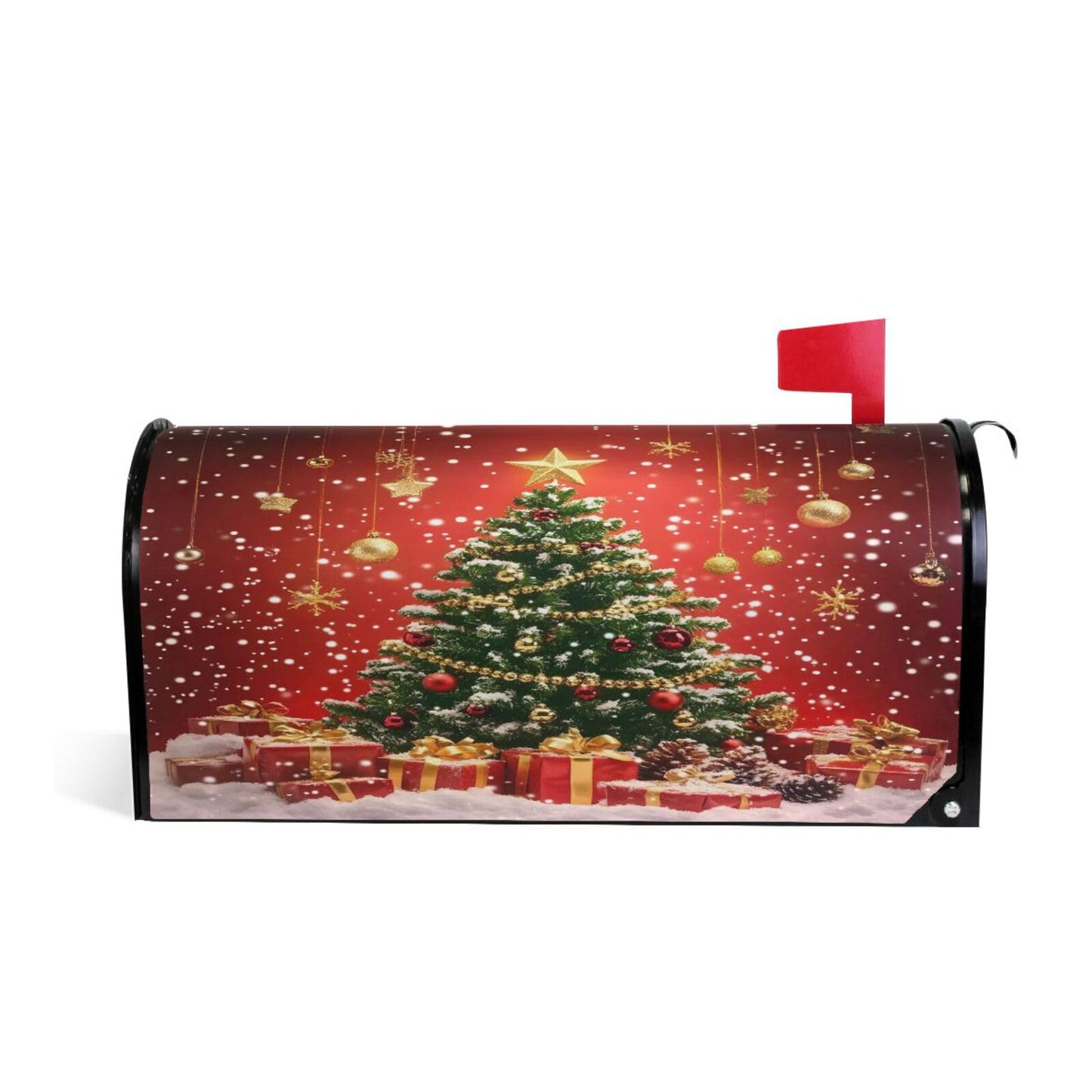 ALAZA Christmas Tree Star Balls Decoration Magnetic Mailbox Cover MailWraps Garden Yard Home Decor for Outside Standard Size-18"x 20.8"