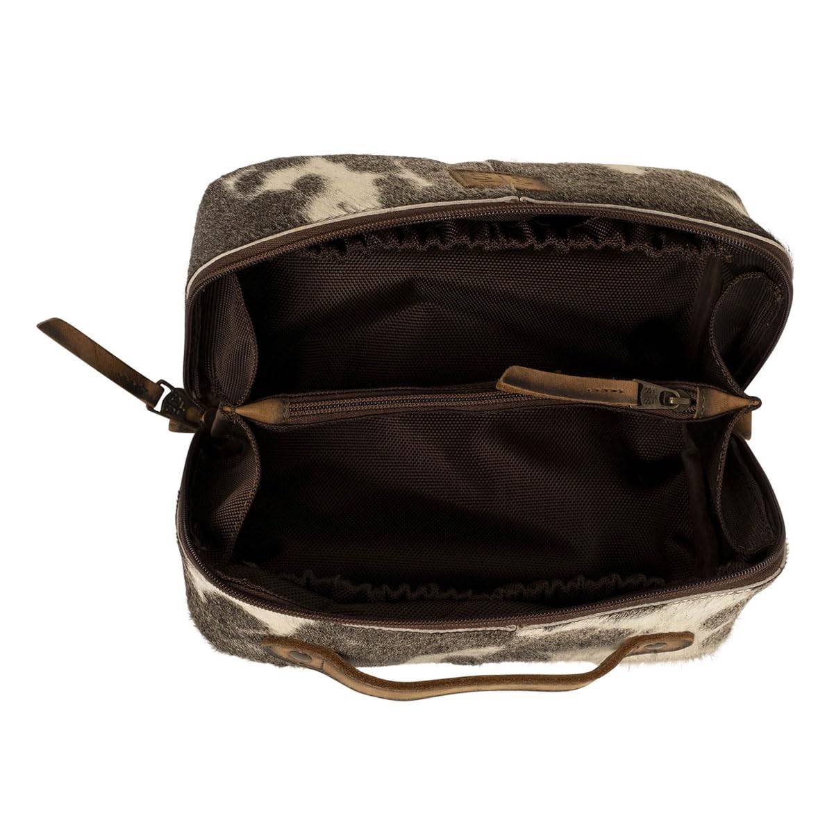 STS Ranchwear Women's Genuine Full Grain Leather Cowhide Elise Makeup Bag - Portable Durable Compact Travel Zipper Handbag Organizer Bag