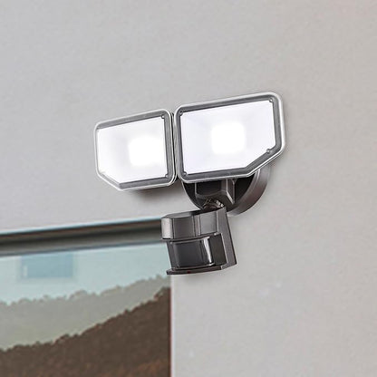 40W LED Security Lights Motion Sensor Light Outdoor, 180 Degree, 4000LM, 5000 K, ETL Water Resistant, Clear 2 Head Motion Detector Flood Light for Garage, Yard 2-Pack (Bronze)