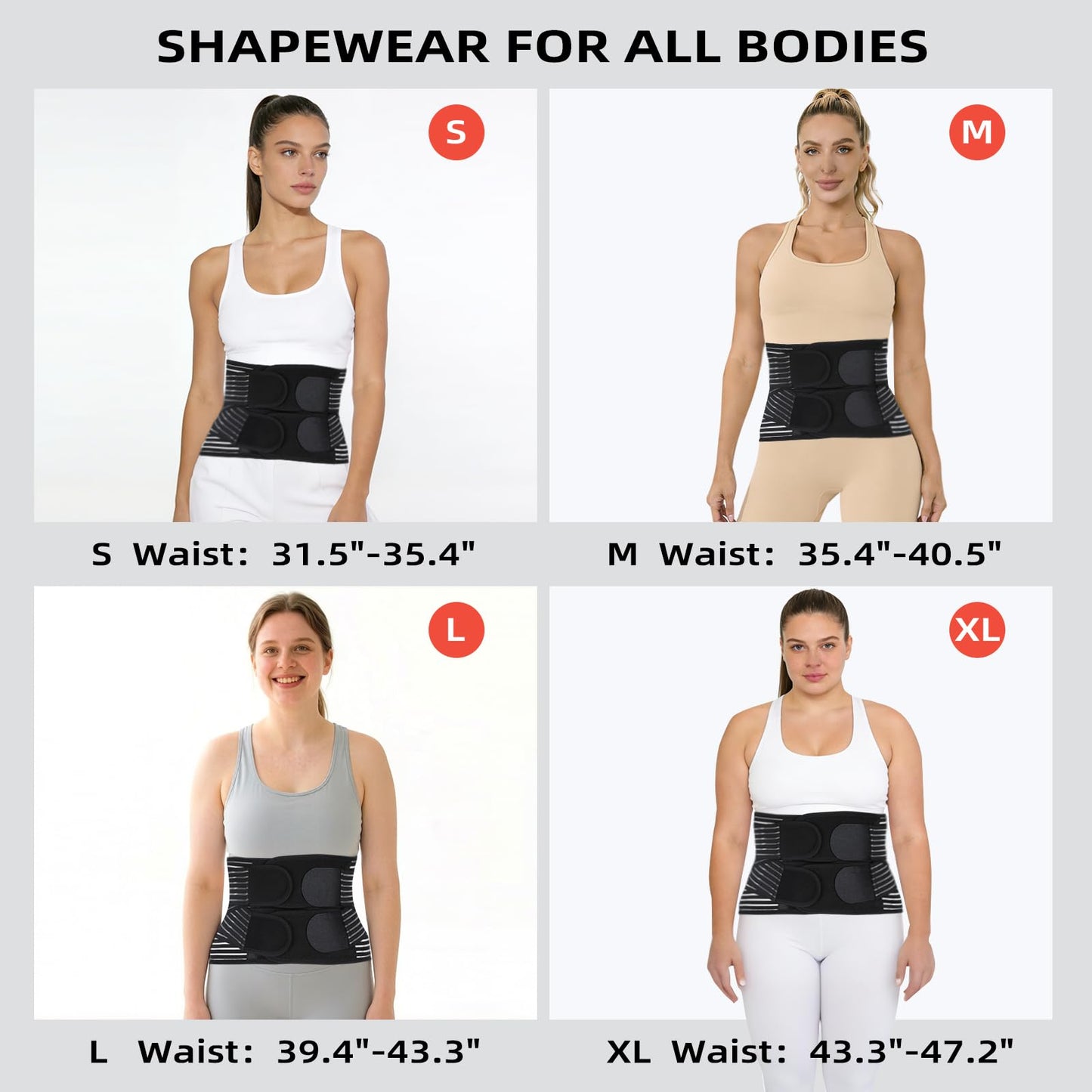 VobeNit Waist Trainer Belt for Women Segmented Corset Waist Cincher Trimmer Tummy Control Postpartum Faja Body Shaper Black