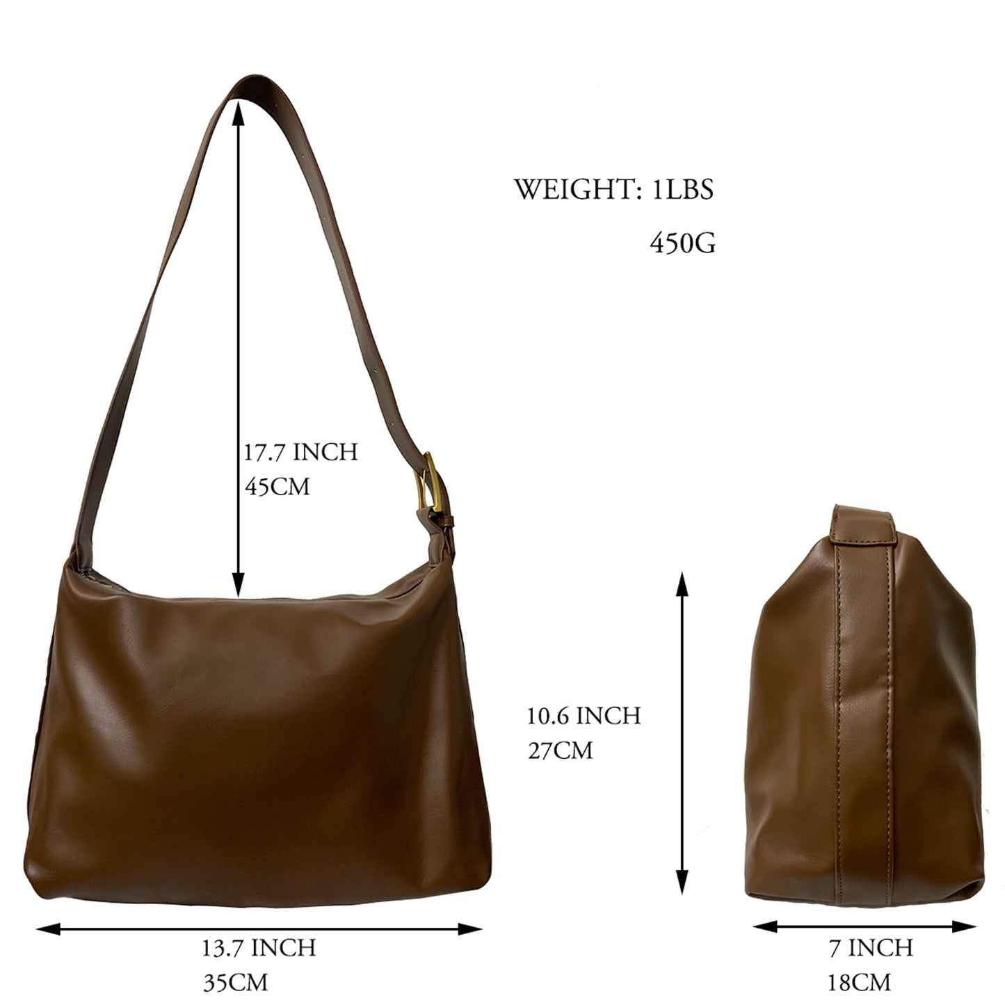 BOAWHNTR Sleek Leather Tote Bag for Women - Stylish & Durable, Large Capacity with Adjustable Straps, Perfect for Daily Use & Special Occasions - Elegant Design (Brown)