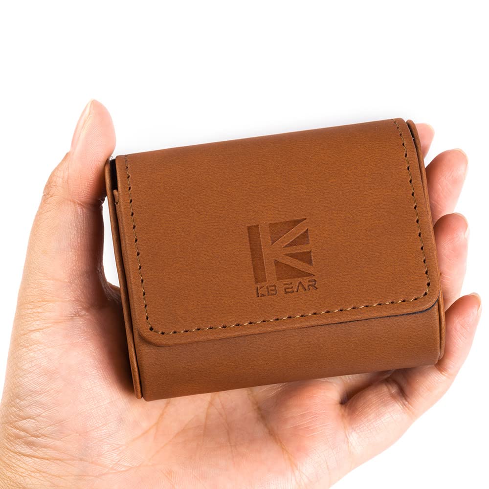 KBEAR Earphone Case Headphone Carrying Case, Travel Portable IEM Earbuds Storage Bags, Lightweight PU Leather Storage Bag Case Holder Box for in Ear Monitor Earbuds, Eartips and Cables (Brown)