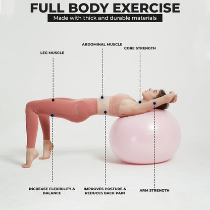 Yoga Ball Chair with 65cm Exercise Ball & 2 Resistance Bands, Stability Base for Home Office, Yoga, Pilates & Fitness, Balance Ball for Posture, Core Strength & Low Impact Workouts