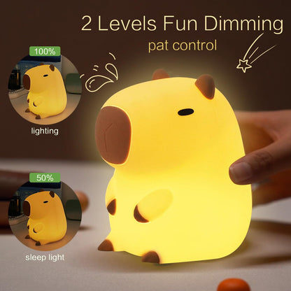 YR YRHH-PET Capybara Cute Night Light, Squishy Capybara Lamp Novelty Gifts Toys, Rechargeable Dimmable Silicone LED Nightlight For Kids, Funny Light Up Capibara, Baby Nursery College Dorm Kawaii Décor