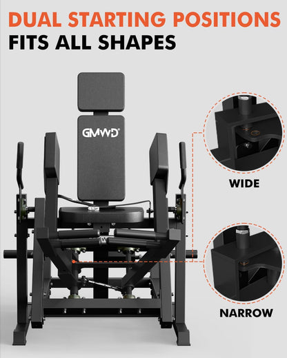 GMWD Hip Abductor Machine, 3D ARC Motion Hip Abductor Machine, 300lbs Capacity Plate Loaded Hip Abduction Machine, Inner and Outer Thigh Machine for Home Gym
