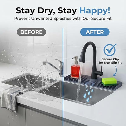 Premium Kitchen Sink Splash Guard – 18" x 5.7" Silicone Faucet Mat