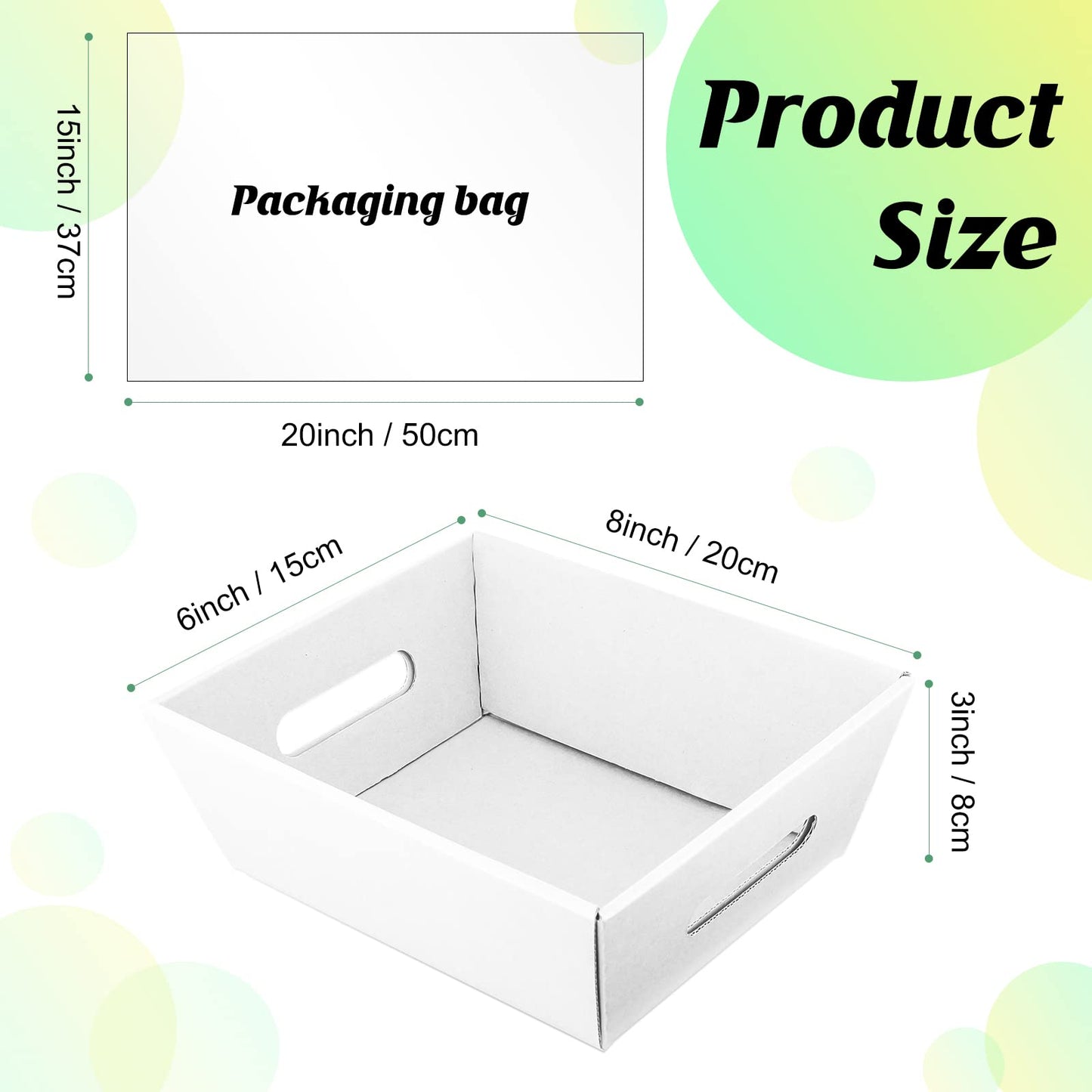 Fainne 74 Pcs Baskets for Gifts Empty Bulk DIY Empty Gift Basket Include 20 Kraft Cardboard Tray with Handles 30 Bags 24 Bows for Christmas Thanksgiving Birthdays Snacks Party, 8" x 6" x 3"(White)