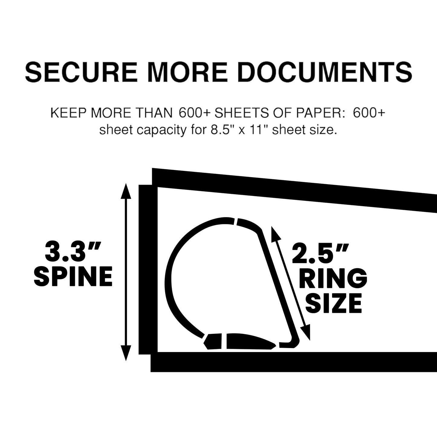 12 Pack of 2.5 Inch 3 Ring Binder with Locking Angle D Rings, Professional Heavy Duty Large Storage Binder with Pockets, Fits 8.5 x 11 Inch Sheets, Non-Stick Clear View Cover, Customizable, Black