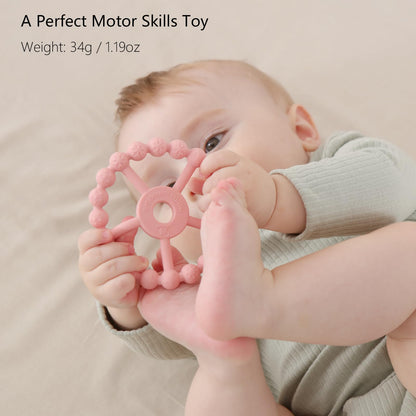3 Pack Ring Teether Baby Infant Toys, Silicone Teething Ring Toys for Babies 0-6 Months, Seposeve Baby Teethers 6-12 Months 12-24 Months, Easy to Grasp Toy, Infant Teething Relief, Purple Pink White