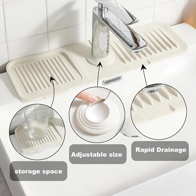 Kitchen Silicone Sink Splash Guard, 5° Slope Type Design Sink Mat, Sink Faucet