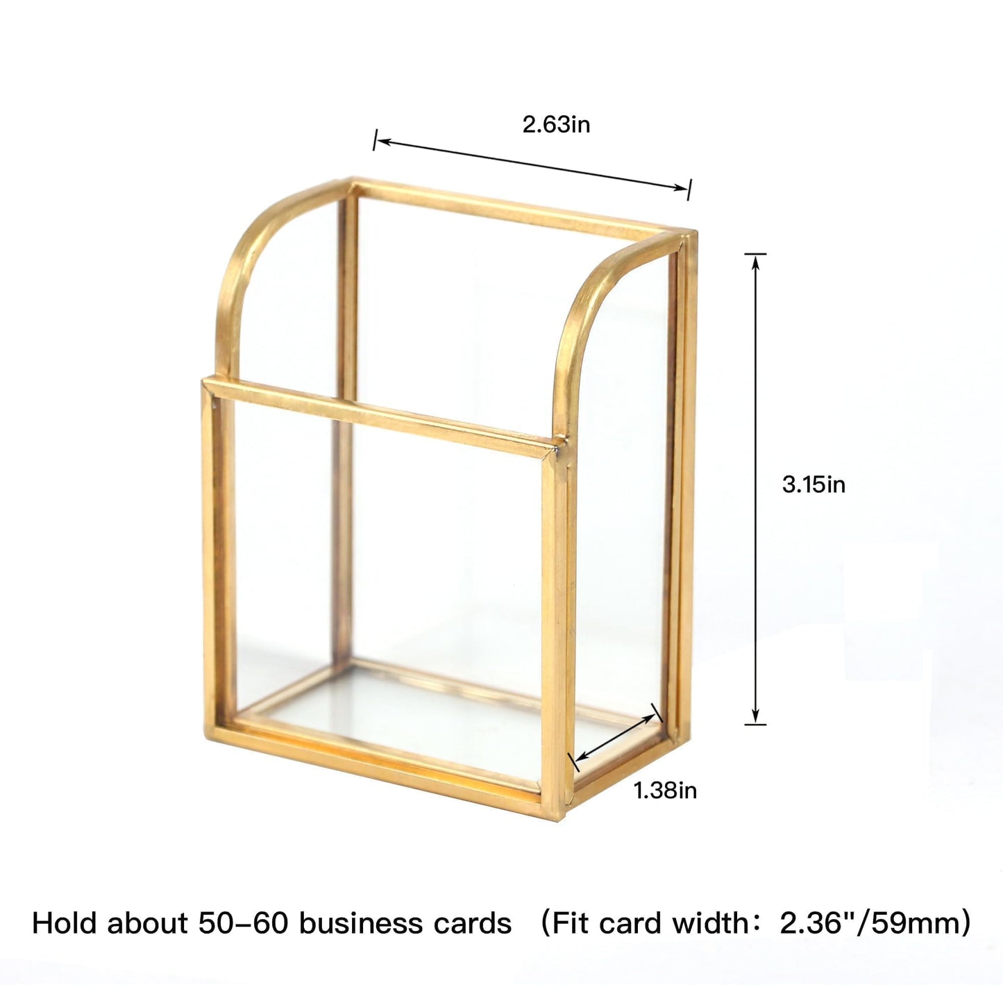 Feyarl 1pcs Gold Glass Business Card Holder Stand Vertical Business Card Display Clear Business Name Card Organizer Appointment Gift Cards Storage for Office Meeting Salons Desktop Countertop