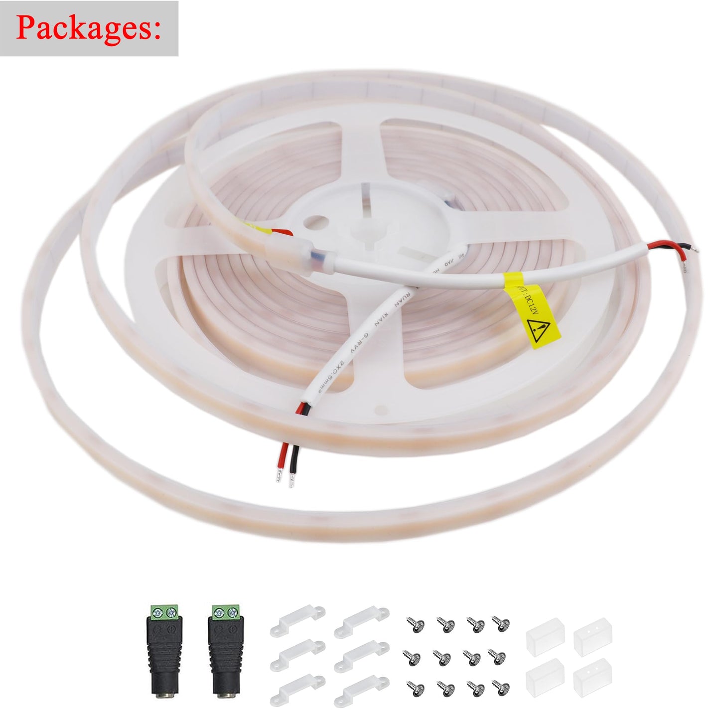 LEDENET COB LED Strip Lights Waterproof IP67 Warm White 3000K DC12V 16.4ft/5m 480LEDs/m Dimmable Flexible LED Tape Lights for Bedroom Living Room Wedding Outdoor DIY Lighting
