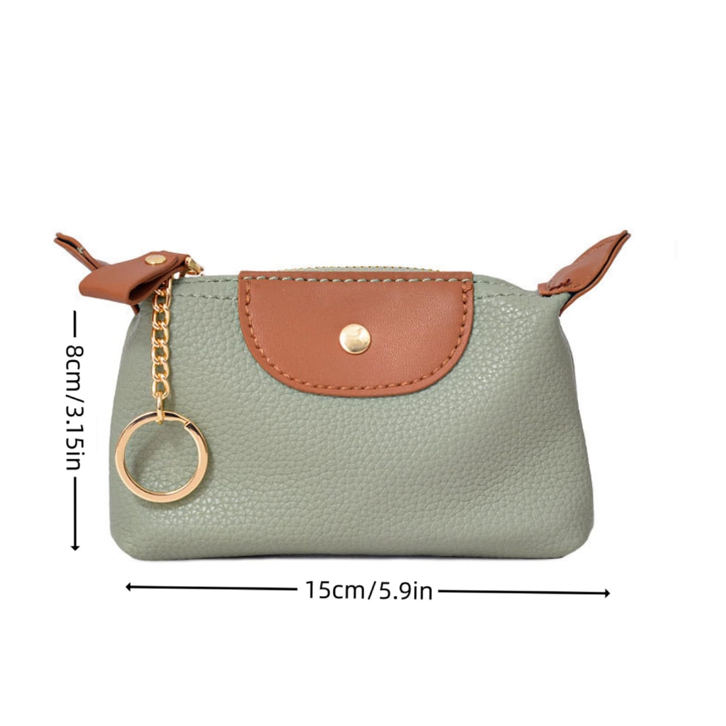 Small Coin Purse, Leather Coin Purse with KeyChain, Leather Coin Purse Pouch for Women (Green)