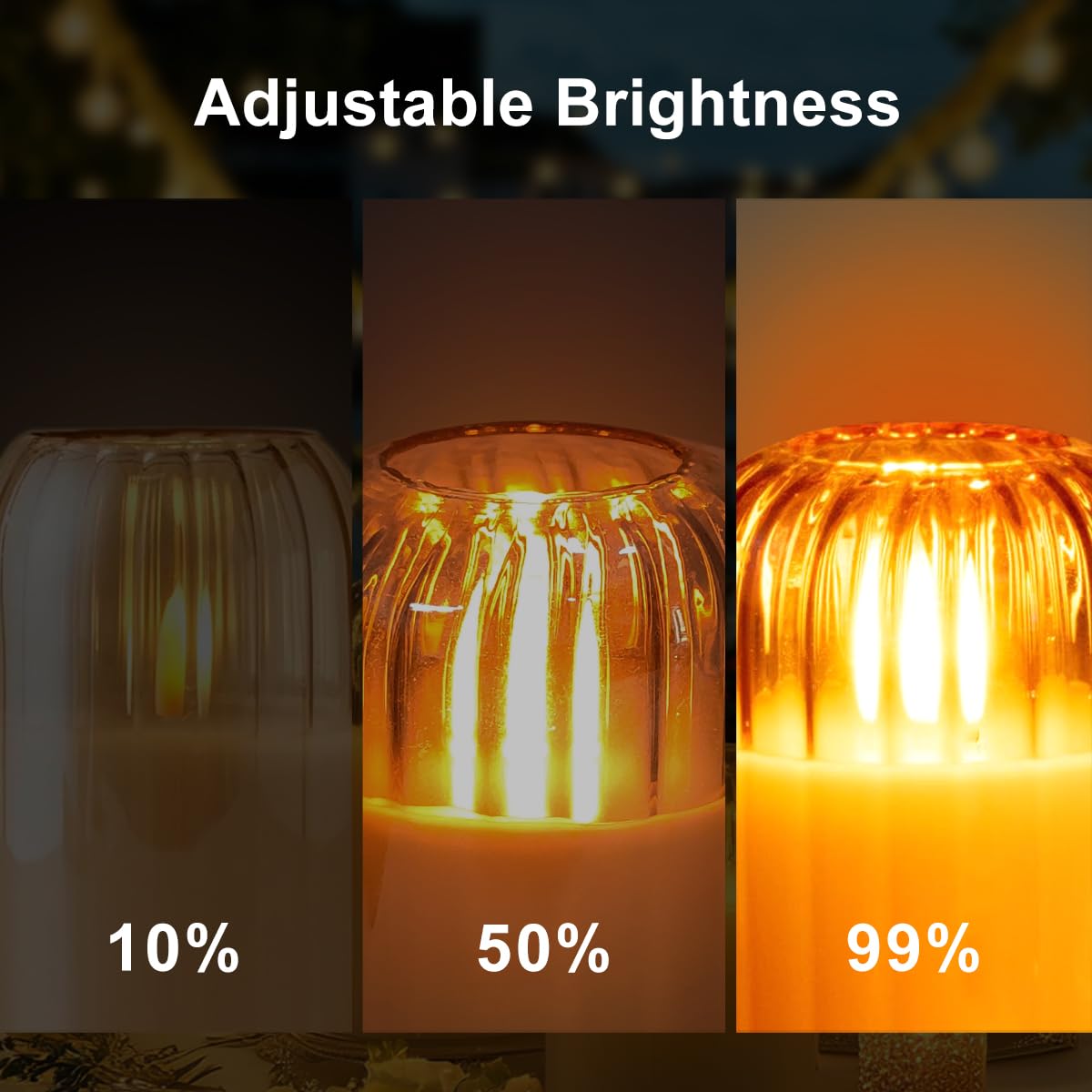 LEDHOLYT Rechargeable Jar Flameless Candle, Flashing LED Pillar Christmas Candle with Remote Control and Timer, Gold Pumpkin Glass Electronic Candles for Room Decoration, 1 Set of 3