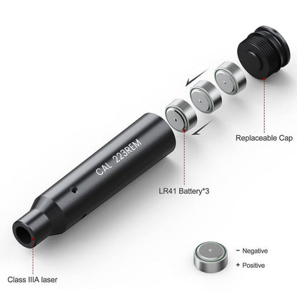 Feyachi Bore Sight 223 5.56mm Red Laser Zeroing Boresighter with 3 Sets of Batteries(Grey)