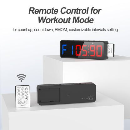 ANJANK Small Portable Gym Timer Clock, Strong Magnet, Workout Interval Timer with Powerful Battery, Stopwatch, Remote Control, Adjustable Brightness, Fitness Digital Timer for Home/Garage/Boxing