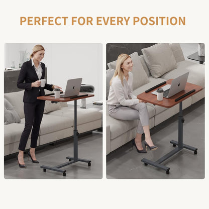 Laptop Table Mobile Adjustable Height Portable Desk Notebook Swivel PC Computer Rolling Desk with Wheels, Laptop Stand for Couch Bedside Hospital Bed Table