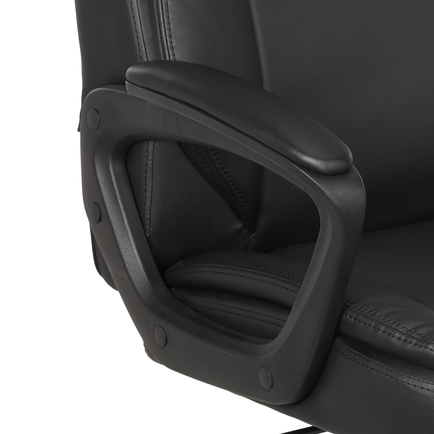 Amazon Basics Classic Puresoft PU Padded Mid-Back Office Desk Chair with Armrest, Easy Assembly, Sturdy Metal Base, Wheels, 275lb Support, 26"D x 23.75"W x 42"H, Black