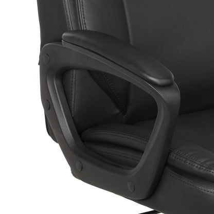 Amazon Basics Classic Puresoft PU Padded Mid-Back Office Desk Chair with Armrest, Easy Assembly, Sturdy Metal Base, Wheels, 275lb Support, 26"D x 23.75"W x 42"H, Black