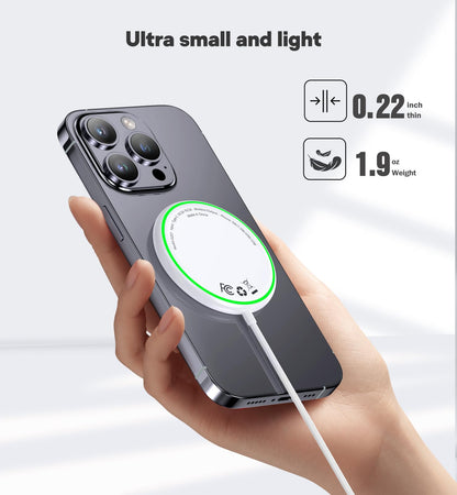 Magnetic Wireless Charger 2 Pack, 15W Fast Mag Safe Compatible Charging Pad for iPhone 16/15/14/13/12 Series & AirPods 3/2/Pro, Dual-Port Wireless Charging Station with Sleep-Friendly Light
