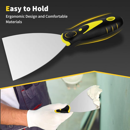 5-Piece Putty Knife Set, 1–5 Inch Scraper and Spackle Knives, Durable Paint Scrapers for Drywall Repair, Wallpaper Removal, Mud and Plaster Scraping